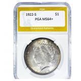 1922-S Silver Peace Dollar PGA MS64+