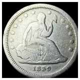 1839 Silver Seated Liberty Quarter LIGHTLY CIRCULA