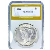 1922 Silver Peace Dollar PGA MS62