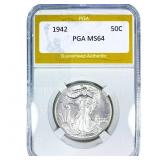 1942 Walking Liberty Half Dollar PGA MS64