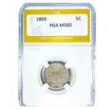 1869 Shield Nickel PGA MS60