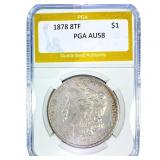 1878 8TF Morgan Silver Dollar PGA AU58