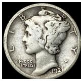 1921-D Silver Mercury Dime LIGHTLY CIRCULATED