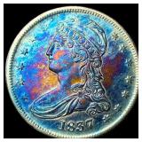 1837 Toned Capped Bust Half Dollar CLOSELY  UNCIR