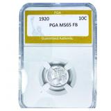 1920 Mercury Silver Dime PGA MS65 FB