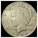 1934-S Peace Silver Dollar ABOUT UNCIRCULATED