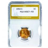 1954-S Wheat Cent PGA MS67+ RD