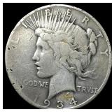 1934-S Peace Silver Dollar NICELY CIRCULATED