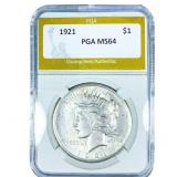 1921 Silver Peace Dollar PGA MS64