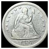 1857-O Silver Seated Liberty Quarter NEARLY  UNCI