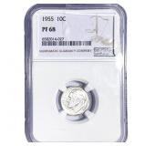 1955 Roosevelt Dime NGC PF68