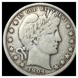 1904 Silver Barber Half Dollar ABOUT  UNCIRCULATE