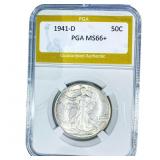 1941-D Walking Liberty Half Dollar PGA MS66+