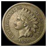 1859 Copper-Nickel Indian Head Cent NEARLY UNCIRCU