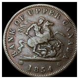 1854 Bank of Upper Canada One Penny Token LIGHTLY