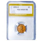 1931-S Wheat Cent PGA MS64 RB