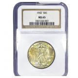 1942 Walking Liberty Half Dollar NGC MS65