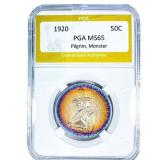 1920 Pilgrim Half Dollar PGA MS65 Monster
