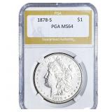1878-S Morgan Silver Dollar PGA MS64