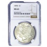 1890 Morgan Silver Dollar NGC MS63