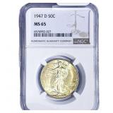 1947-D Walking Liberty Half Dollar NGC MS65