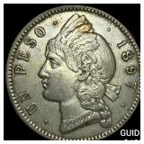 1897-A Dominican Republic Silver 1 Peso
