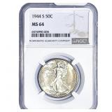 1944-S Walking Liberty Half Dollar NGC MS64