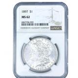 1897 Morgan Silver Dollar NGC MS62