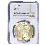 1923 Silver Peace Dollar NGC MS63