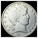 1912-D Silver Barber Half Dollar ABOUT  UNCIRCULA