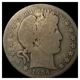 1904-S Silver Barber Half Dollar NICELY CIRCULATED