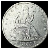 1855 Arrows Seated Liberty Half Dollar CHOICE  AU