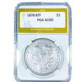 1878 8TF Morgan Silver Dollar PGA AU50