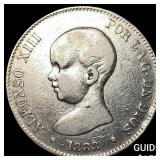 1888 Spain Silver 5 Pesetas