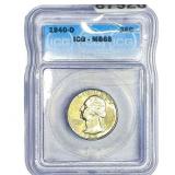 1940-D Washington Silver Quarter ICG MS65
