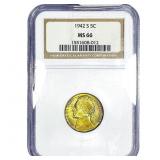 1942-S Jefferson Nickel NGC MS66