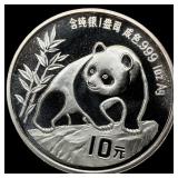 1990 Silver 10 Yuan China Panda SUPERB GEM BU