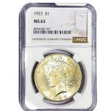 1923 Silver Peace Dollar NGC MS63
