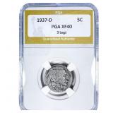 1937-D Buffalo Nickel PGA XF40 3 Legs