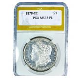 1878-CC Morgan Silver Dollar PGA MS63 PL