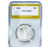 1942 Walking Liberty Half Dollar PGA MS64