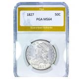 1827 Capped Bust Half Dollar PGA MS64