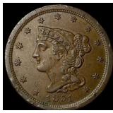 1851 Braided Hair Half Cent CLOSELY  UNCIRCULATED