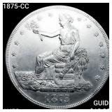 1875-CC Silver Trade Dollar CHOICE AU+