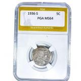 1936-S Buffalo Nickel PGA MS64