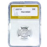 1937-D Mercury Silver Dime PGA MS64