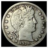 1914-D Silver Barber Quarter ABOUT  UNCIRCULATED