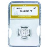 1916-S Mercury Silver Dime PGA MS65 FB