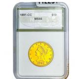 1891-CC $10 Gold Eagle NGS MS66