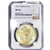 1921 Morgan Silver Dollar NGC MS64